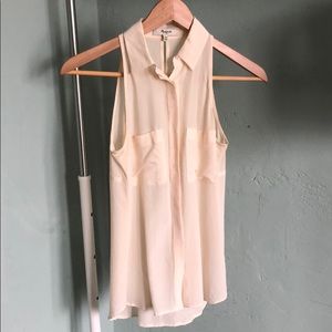 Madewell cream silk button down collared tank, XS